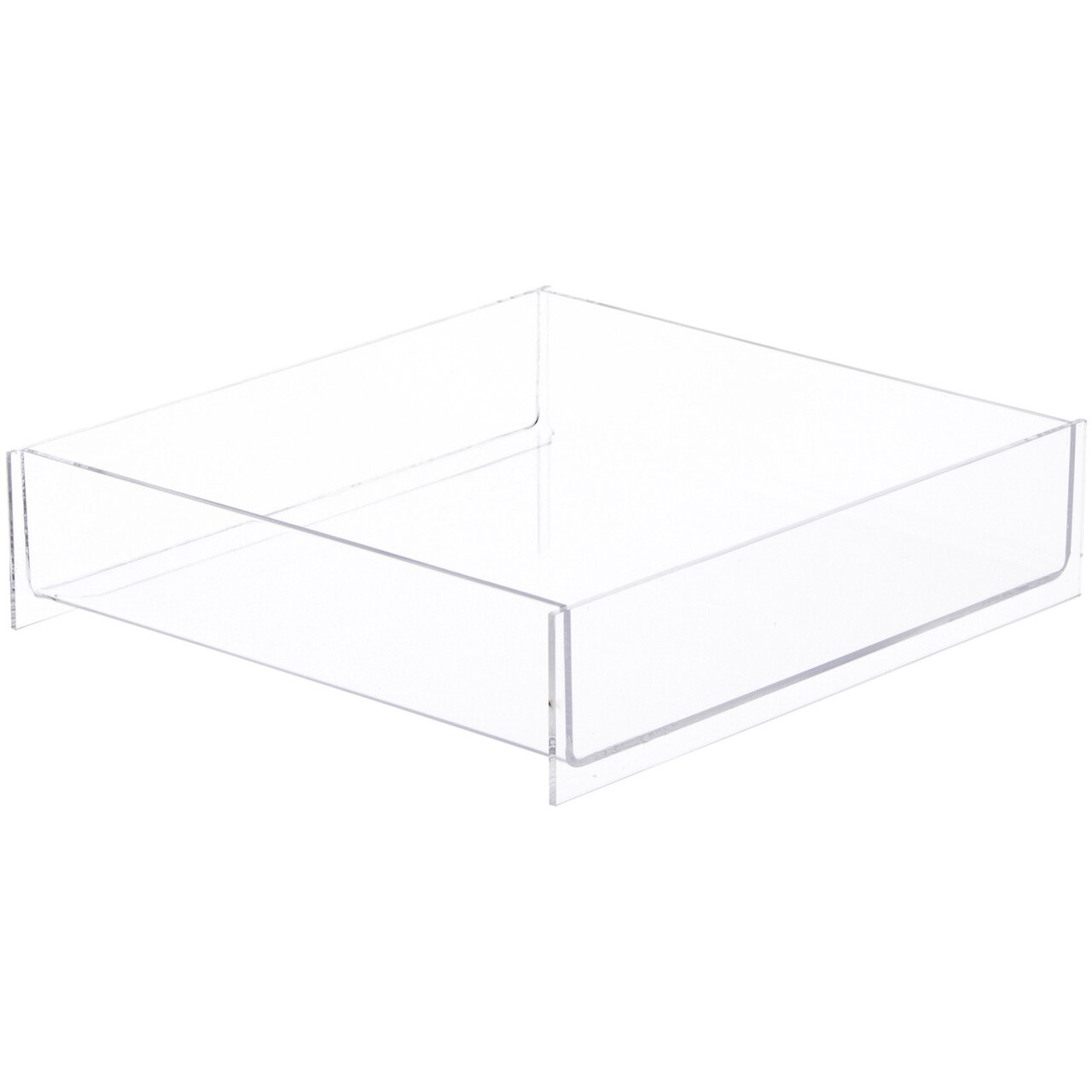 Plymor Clear Acrylic Square Open Top Merchandise Display Tray, 9" W x 9" D x 2" H